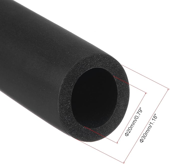 uxcell Foam Tubing for Handle Grip Support, Pipe Insulation, 20mm ID 30mm OD 1m Length Black