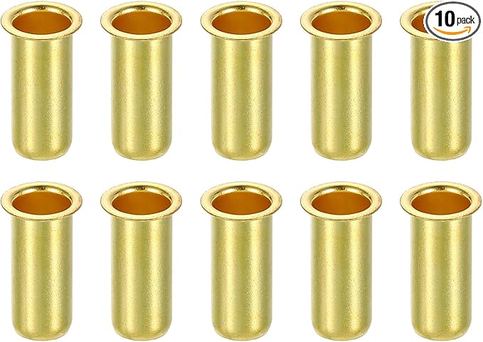 uxcell 10Pcs Fit for 5.9mm(1/4") Tube ID Brass Compression Fitting, Insert Tube Support Compression Sleeve Fitting, Sleeve Ferrules for Water Oil Air Pipe
