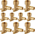 10 Pack PEX A Expansion Brass Fitting,1/2Inch F1960 Expansion Female NPT Drop Ear Elbow for PEX A Pipe Tubing Connection