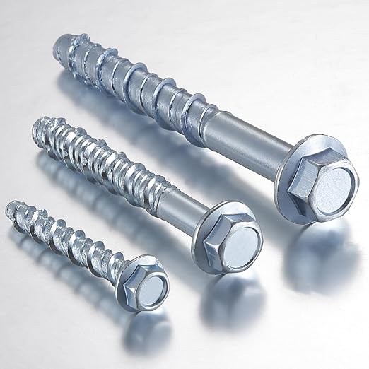 1/4" x 4" Zinc Plated Large Diameter Concrete Screw Actual Thickness 5/16"(8mm) for Anchoring to Masonry, Brick or Block (10 pcs)