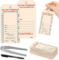 100 PCS Waterproof Backflow Inspection Tags 2.6 x 5.2 Inch Heavy Duty 18 Mil Writable Plastic Tags with Iron Wire & Pen Double-Sided Printing Pre-Punched Holes Maintenance Record for Backflow (Beige)