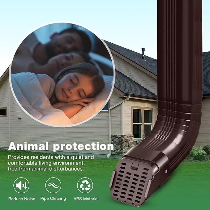 2"x3" 2 Pack Gutter Downspout Extensions Gutter Downspouts Downspout Diverter Outlet Filter and Leaf Guard for Bottom of Downspouts Extender Brown