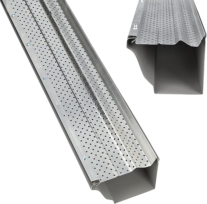A-M Gutter Guard – Premium Heavy-Duty Aluminum Leaf & Debris Protection, Lifetime Quality (6 Inch - 2400 Feet, Mill Finish) - DIY Easy - Made in the USA
