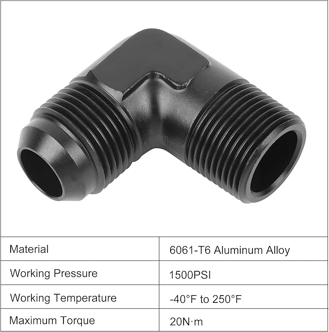 EVIL ENERGY 12AN Male Flare to 3/4" NPT Pipe 90 Degree Fitting Adapter Aluminum Black