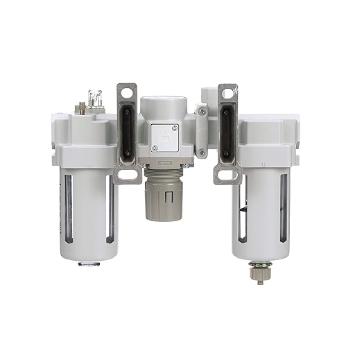 PneumaticPlus SAU400A-N04G - Dual Air System 1/2" NPT - Compressed Air Filter, Pressure Regulator & Lubricator w/Additional Free Air Port 3/8" NPT - Manual Drain, Poly Bowl