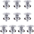 (Pack of 10) EFIELD Dual Outlet Angle Stop Valve, Multi-Turn, 1/2" Expansion F1960 Pex-a Pipe Inlet x (3/8 inch x 3/8 inch) Compression Outlet,(VALVE066-10PCS)