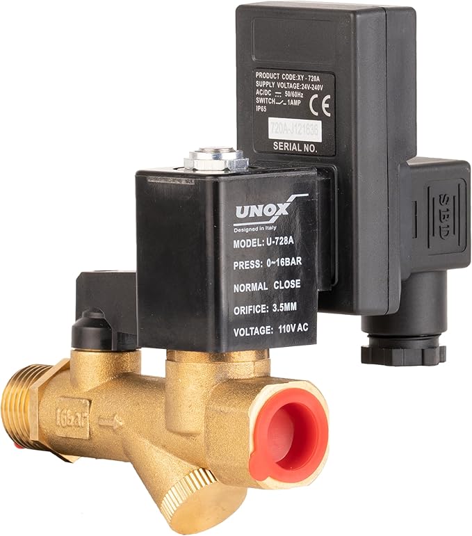 UNOX Electronic Drain Valve for Air Compressor Set of 10, 1/2" NPT to 1/4" NPT 110/120V AC Automatic Timed Tank Drain Valve with 6 feet US Plug Cable - Max 235 PSI Solenoid Valve Assembled