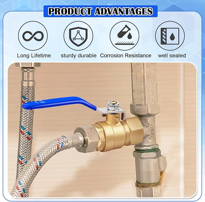 Boltigen 2Pack 1 inch F to M NPT Threaded Brass Ball Valves, Heavy Duty Forged Shut Off Valve with Female to Male NPT Full Flow Port,150 PSI WSP / 600 PSI WOG Metal Connector Fitting Control Valve