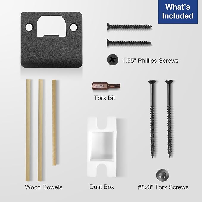 Extended Strike Plate 2" x 2-1/4", Heavy Duty Version with Torx/Star Screws & Bit, Extender Lip Door Latch Striker, Exterior/Interior Door Restorer Kit (Matte Black, 1 Pack)