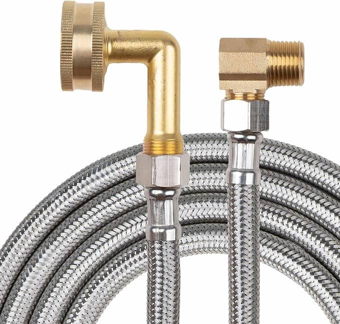 Universal Dishwasher Installation Kit, 10 FT Dishwasher Supply Line, 3/8 Inch Compression x 3/4 Inch FHT Elbow, Stainless Steel Braided Dishwasher Installation Connector, 41015 (10 FT)