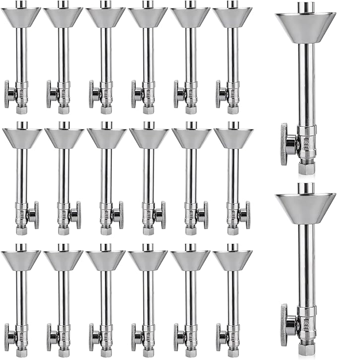20-PCs HeSun Straight Stop Valve with 5-Inch Copper Sweat Tube Extension, 1/2" Sweat x 3/8" OD Compression Straight Stop, 1/4 Turn Shut Off Valve for Bathroom(VALVE146-20)
