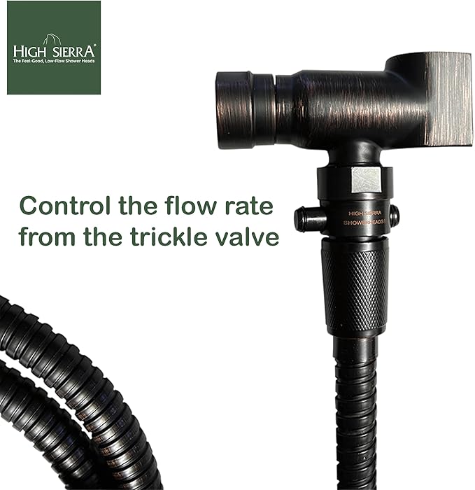 High Sierra® - Shower Head Pause & Pressure Control Valve - Solid Metal – Push-Button Valve Easily Controls the Flow of Water or Shuts It Off to Just a Trickle - Matte Black Finish