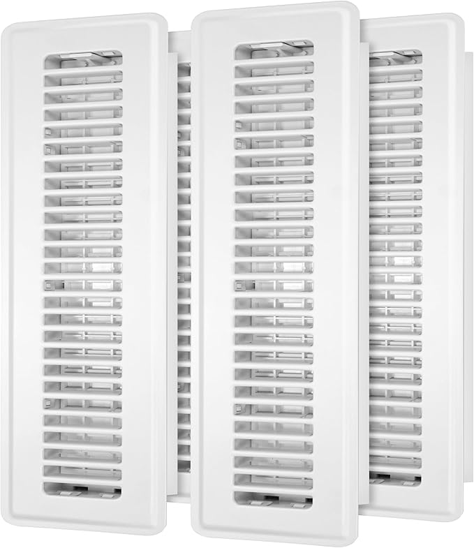 Floor Register 2x14-4 Pack Vent Covers for Home Floor Heavy Duty Steel Walkable Easy Adjust Air Supply Lever Cover for Sidewall, White