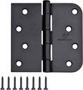 Door Hinge 4 Inch Interior Door Hinges Matte Black 4 Inch Interior Hinges Flat Iron Hinge 4"x 4" Door Hardware 5/8" Radius - 12 Pieces