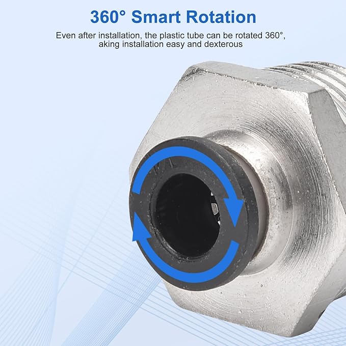 10 Pcs Push-to-Connect Fittings 1/4 Inch Tube OD x 1/2 Inch NPT Thread Pneumatic Male Straight Quick Connect Air line fittings