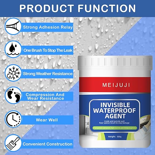 Transparent Waterproof Coating, Invisible Waterproof Leak Repair Agent for Roofs, Walls, and Garden, Water-Based Clear Sealant for Indoor & Outdoor, 17 Oz/500g
