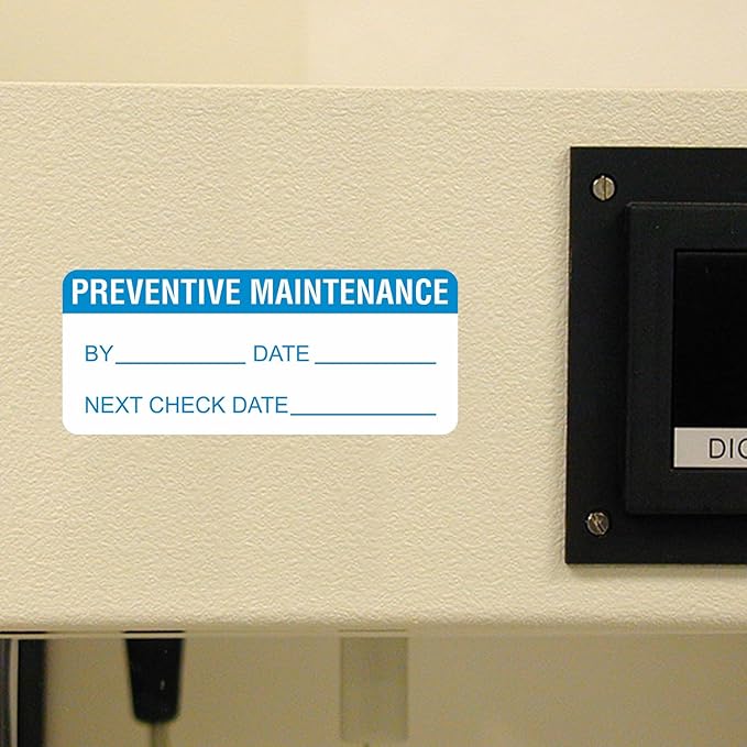 SmartSign Preventive Maintenance Labels in Dispenser Box| Pack of 350, 0.625" x 1.5" Adhesive Vinyl Stickers, Made in USA