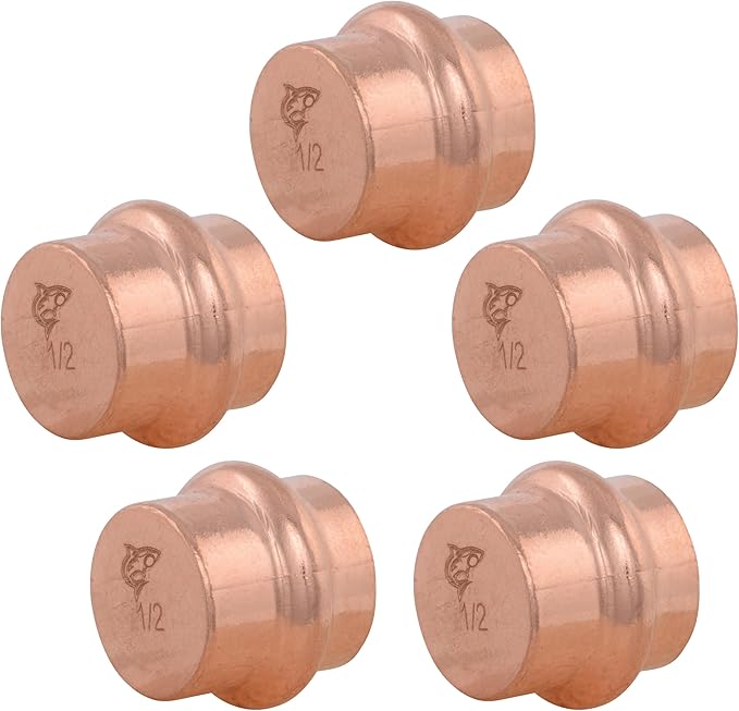 SharkBite 1/2 Inch End Cap, Copper Press Plumbing Fitting, Pack of 5, UPR514X5