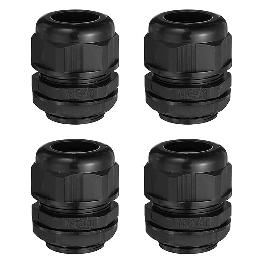 MECCANIXITY 4 Pcs M40 Cable Gland, 24-32mm Wire Hole Waterproof Nylon Joint for Cable Fixing, Wiring, Repairing, Gland Replacement, Electrical Appliances, Black