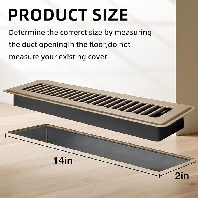 Floor Register 2x14, 6 Pack Floor Vent Covers for Home Floor Heavy Duty Steel Walkable Floor Vents Air Vent Covers 14x6 for Sidewall and Floor