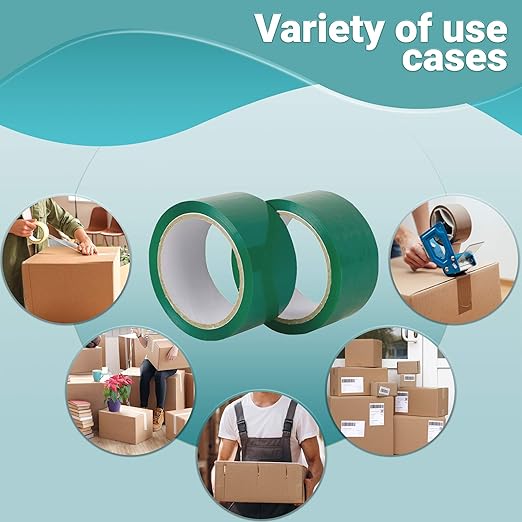 APQ 36 Rolls of Green Carton Sealing Tape 2" x 55 yds. Thickness 2 Mil. Acrylic Packaging Tape for Wrapping, Packing, Shipping, Moving Boxes. Acrylic Emulsion Adhesive. No Weathering, Yellowing.