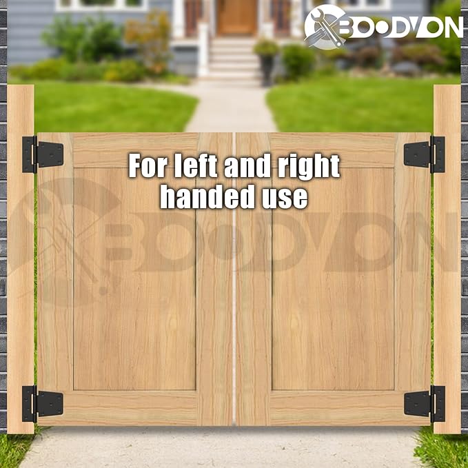3.5 Inch Heavy Duty Gate Hinges, Extra Thick Black Shed Barn Door Hinges for Wooden Fences, Yard Gate, Vinyl Fence Gate, Garage, Gate Door Hinges for Indoor Outdoor(6 Pack)