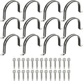 PATIKIL 12Pcs Pipe Clamps, 4-1/2 Inch 304 Stainless Steel Rubber Cushioned U Bracket Conduit Clamps Pipe Strap Wire Clips with Hexagonal Screw for Tube Hose Cord Installation, 114mm
