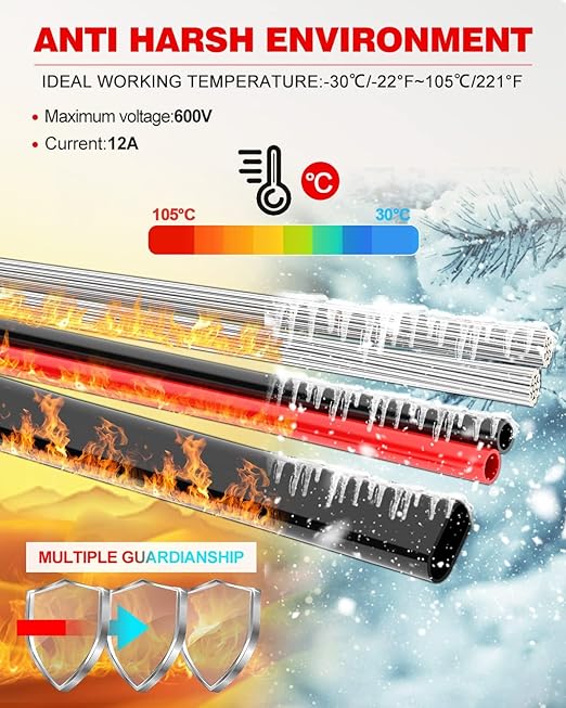 NAOEVO 10 Gauge Wire 3 Conductor Electrical Wire, 10 AWG Stranded PVC Cord, 12V Low Voltage/Tinned Copper/Flexible Cable for Automotive Wiring, Lamp Cord, Marine Cable (100FT)