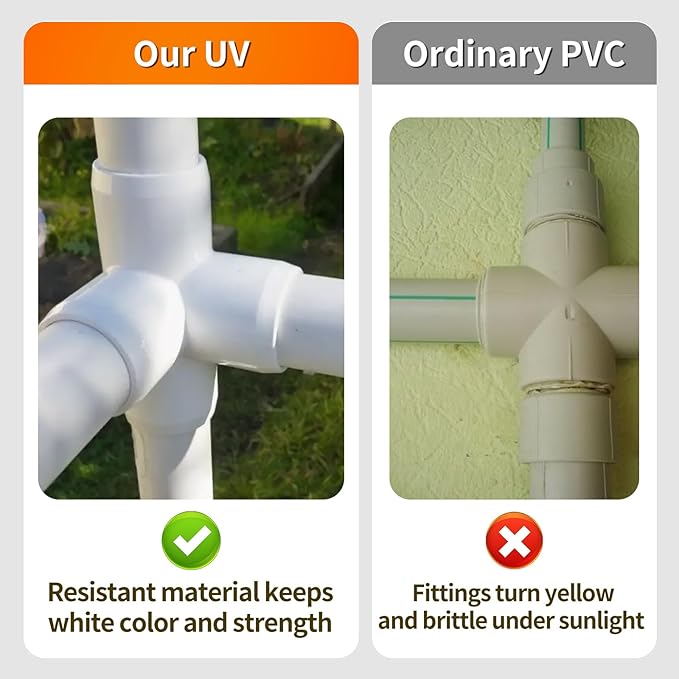 1" PVC Fittings 4 Way (12-Pack), Heavy Duty Furniture Grade Elbow Connector for DIY Furniture, Frames, Shelving UV Resistant, Compatible with 1" Schedule 40 PVC Pipe (4-Way, 1 Inch)