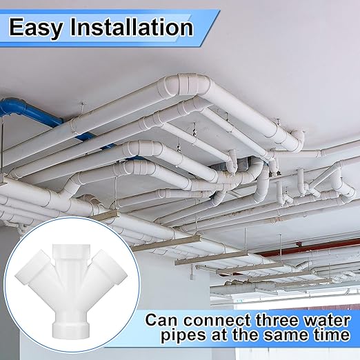 2 Pcs 1 1/2 Inch Hub PVC DWV Double Wye Schedule 40 for Use in Sanitary Drainage, Waste and Ventilation (DWV), Sewer and Stormwater Applications, White