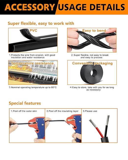 22 AWG 3-Conductor Electrical Cord -82.02FT/25M Premium Tinned Copper Cable with 300V Rating, Flexible PVC Jacket for LED Light Strips Installation, Automotive Accessories,Home Theater Wiring
