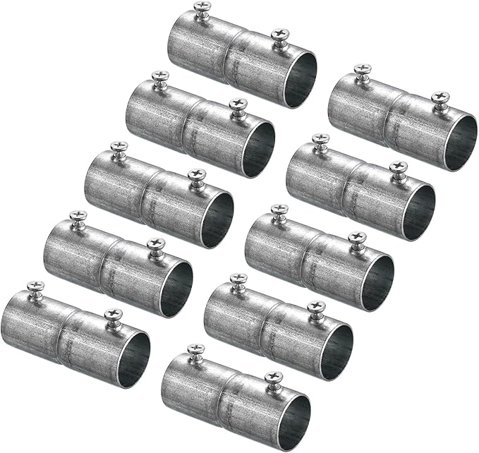 uxcell EMT Coupling, 22mm(7/8 inch) EMT Set Screw Coupling Conduit Fittings 57mm Length Electrical Conduit Pipe Connector 0.7mm Wall Thick, 10 Pack