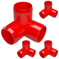 FORMUFIT 1-1/4" 3-Way Elbow Furniture Grade PVC Fitting in Red, Made in USA, UV-Resistant, Impact-Proof, 1.660" Actual Socket Diameter (Pack of 4)