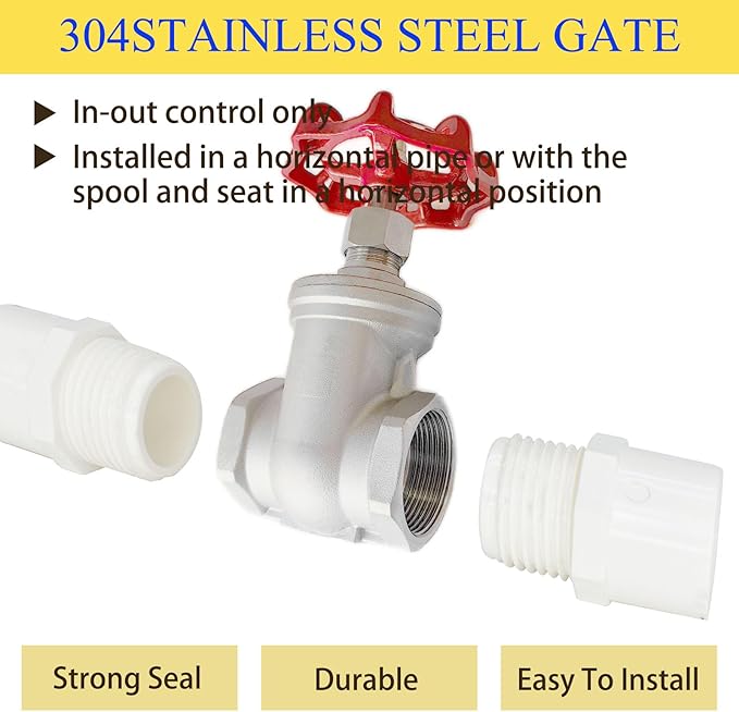 304 Stainless Steel Gate Valve,4" NPT Stainless Steel Female Threaded Rotary globe valve for water flow switches, fuel water vapor, air switches, for sump pumps and air compressors DN100