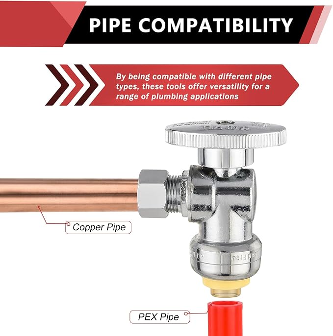 (Pack of 2) EFIELD Push Fit 1/4 Turn Angle Stop Valve Water Shut Off 1/2 Push x 3/8 Inch Compression, with Disconnect Clip Chrome,(PF-UNI004-2PCS)