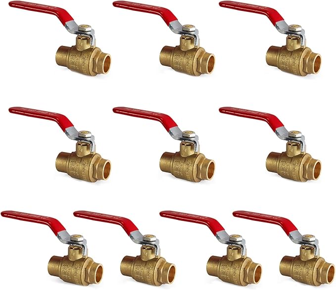 (Pack of 10) EFIELD 3/4-Inch Sweat Brass Full Port Shut-off Ball Valve, 600 WOG (Water, Oil and Gas), Female Sweat Solder Connector SWT x SWT,(VALVE047-10PCS)
