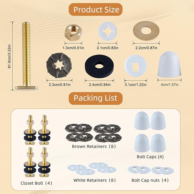 Hibbent 2 Pack Extra Thick Toilet Wax Ring Replacement Kit, Universal Toilet Seal Ring with Brass Bolts and Toilet Bolt Covers, PE Toilet Flange Fits 3 Inch and 4 Inch Drain Pipes