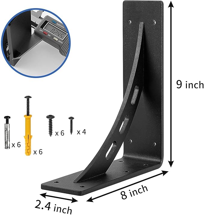 9 inch x8 inch Heavy Duty Bracket,Granite Countertop Support , Heavy Duty Shelf Brackets , Max Load 1000 Lbs ,Mantel Brackets (Set of 2) - Countertop Support Brackets (9" x 8")