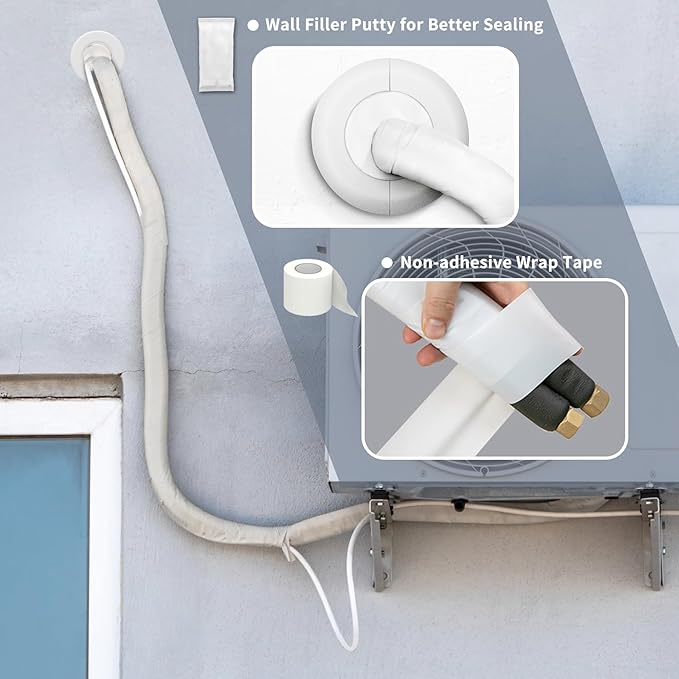 Flamorrow Mini Split Cover Wall Sleeve for Air Conditioning Line Set Covers, AC Sleeve Through Wall for Outside Air Conditioning Line Sets, Pipe Accessories