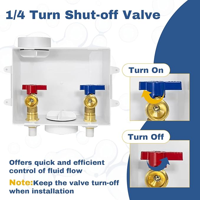 30-PACK GUOFIS Washing Machine Outlet Box, PEX Laundry Washer Box with Central and Side Drain Design(1/2"CPVC Connection Inlet X 3/4"MHT Outlet)(WM004-30Pack)