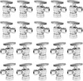 20-PCs HeSun Angle Stop Valve, 1/2" FIP X 3/8" OD Compression, 1/4 Turn Shut Off Valve, Chrome Plated Brass(VALVE054-20)