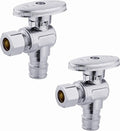 (Pack of 2) EFIELD Pex-a 1/4 Turn Angle Stop Valve 3/8" OD Compression x 1/2" Expansion (F1960) Chrome Plated Brass,(VALVE094)
