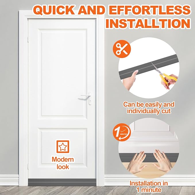 Door Draft Stopper, Door Sweep for Bottom of Door, Weather Stripping Door Seal, Under Door Gap Filler, Under Door Draft Blocker Soundproof/Insulator, Door stoppers (Gray, 39‘’)