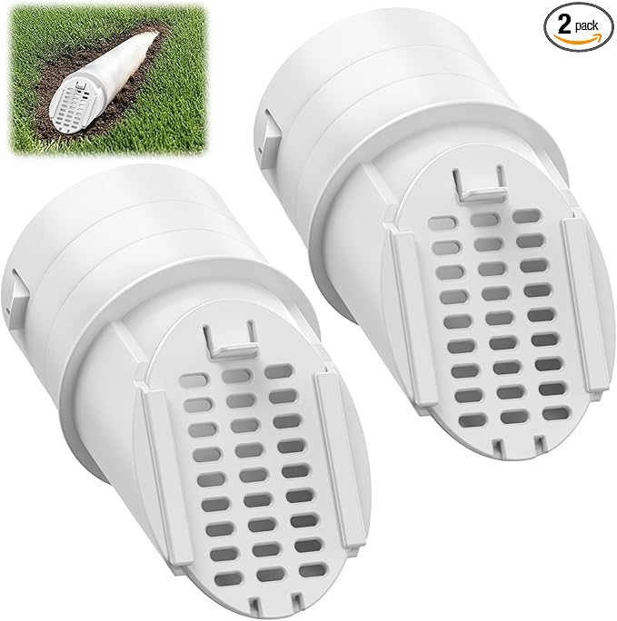 4” Slope Drainage Grate Cover, Rain Diverter, Drainage Grate Yard Drain, Drain Emitter for Sump Pump Discharge & Downspout Extensions, Fit 4" SCH 40, 4" SDR 35, 4" & 3" Corrugated Pipe, 2 Pack-White