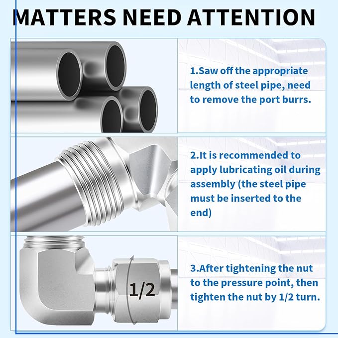 ChillWaves 304 Stainless Steel Compression Tube Fitting, 3/8" OD x 3/8" NPT Male 90 Degree Elbow Compression Union Connector(2-PACK)