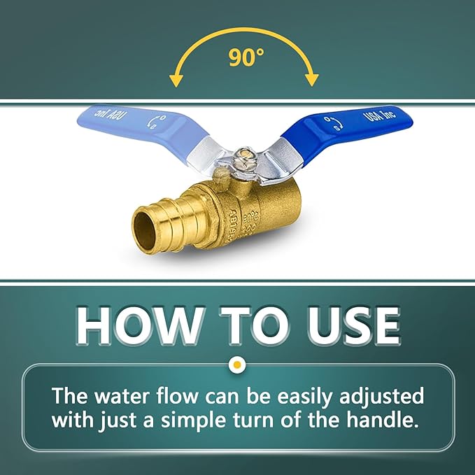 5 Pack Ball Valves, 3/4 Inch Pex A X 3/4 Inch Sweat Blue Shut Off Valve, No Lead Brass Full Port Pex Expansion Shut Off Ball Valve for Hot and Cold Water, ASTM F1960, NSF/ANSI 61 Certified