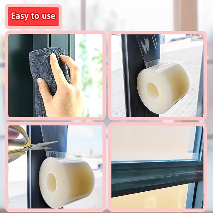 Birllaid Transparent Window Weather Sealing Tape, 3 Inch x 33 Yards (99 FT), Window AC Insulation Air Conditioner Sealing Tape, No Residue, Clear