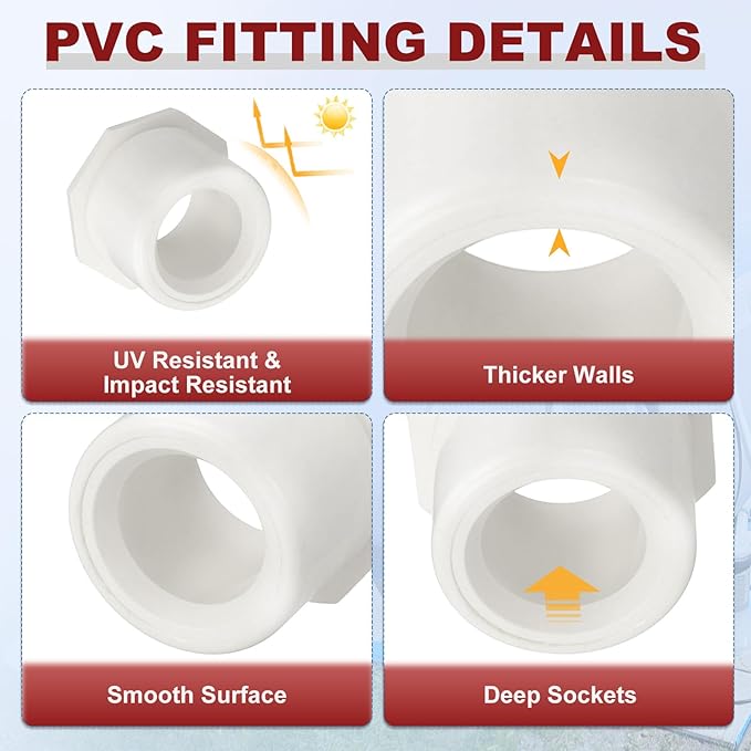 10Pcs 1" x 1/2" PVC Reducer Bushing Fitting, SCH40 (Socket x Socket) Furniture Grade PVC Pipe Fitting, Reducer Bush Adapter for Home Sewer Plumbing, Industrial, Pipe Connection