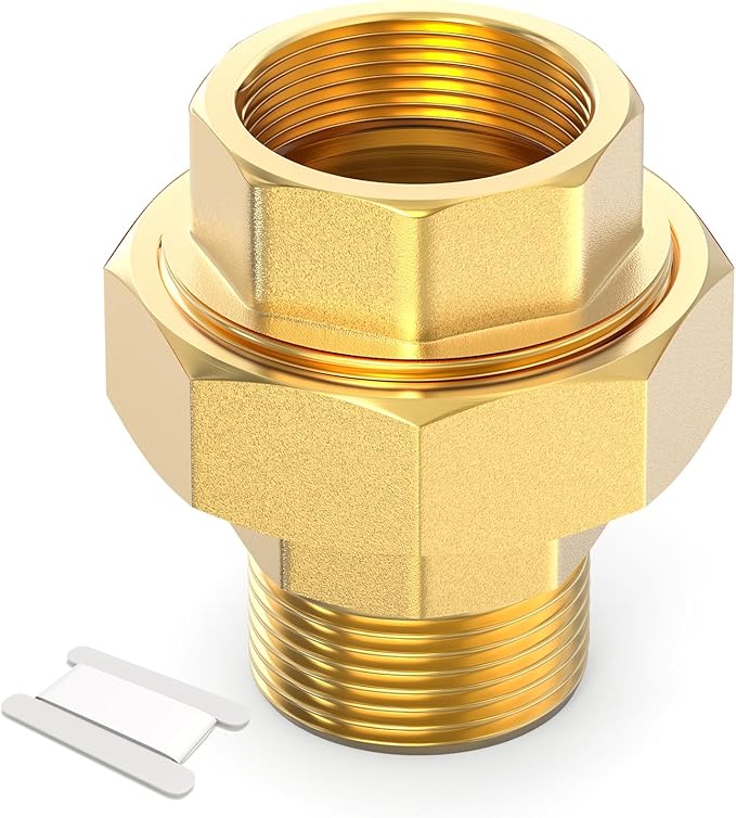 GASHER 1PC Brass Union，1" NPT Male x 1" NPT Female Pipe Fitting