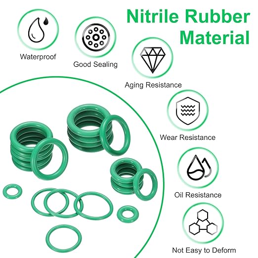 PATIKIL Rubber O-Ring Assortment Kit, 595pcs Seal Gasket with 4pcs Pick&Hook, Green